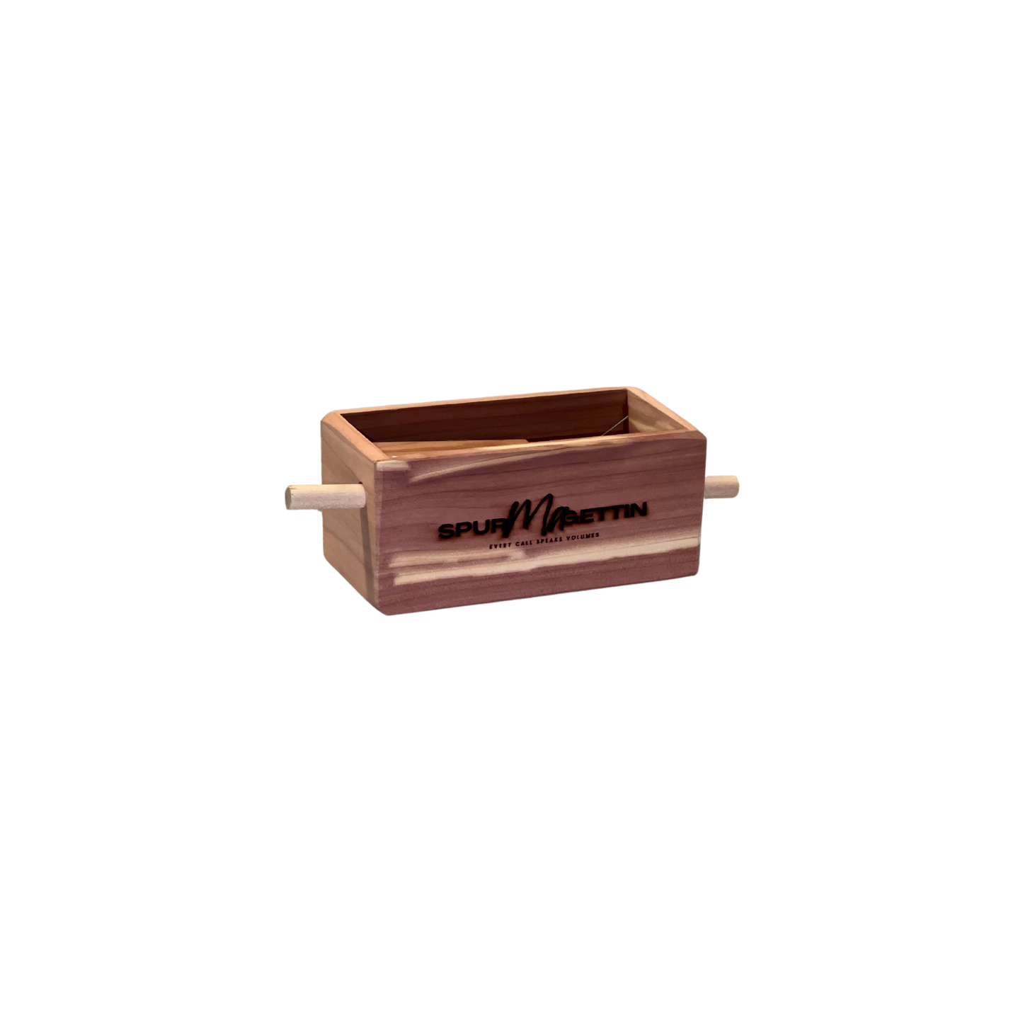 Caja de llamada con pulsador personalizada en cedro, corazón morado, cerezo y nogal negro