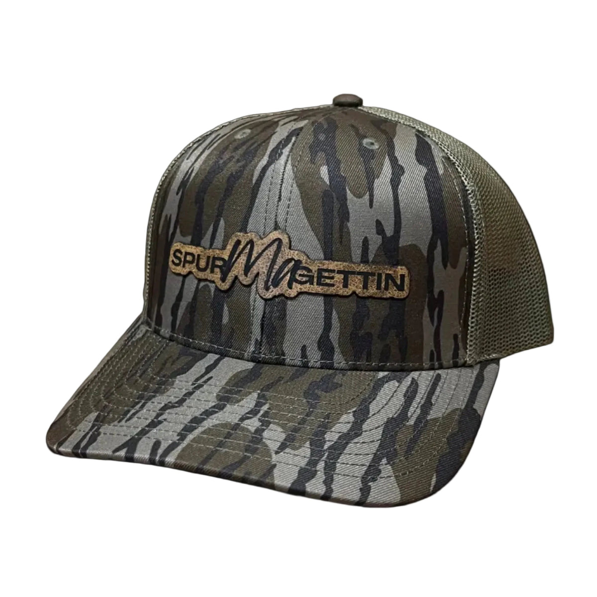 Camouflage cap with a brand logo.