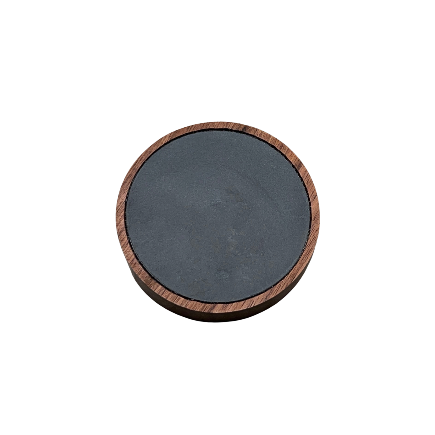 Plateau en verre semi-sablé ou transparent « imperméable » double face personnalisé avec fond en ardoise dans un pot en bois